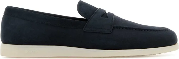Navy Blue Suede Loafers