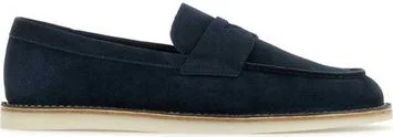 Navy blue suede loafers