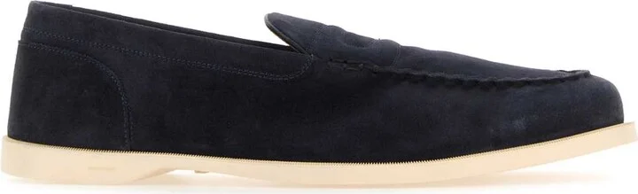 Navy Blue Suede Pace Loafers