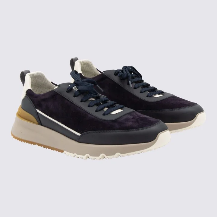 Navy Leather Sneakers - Image 2