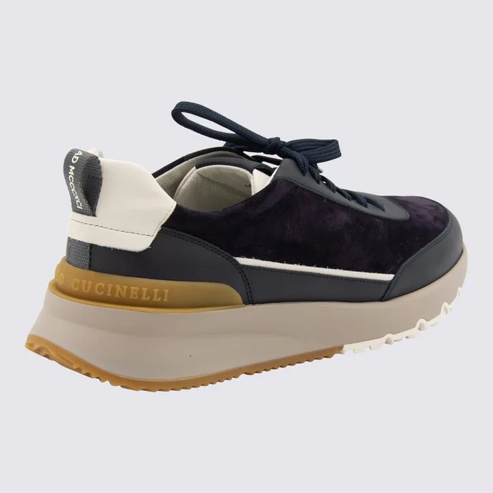 Navy Leather Sneakers - Image 3