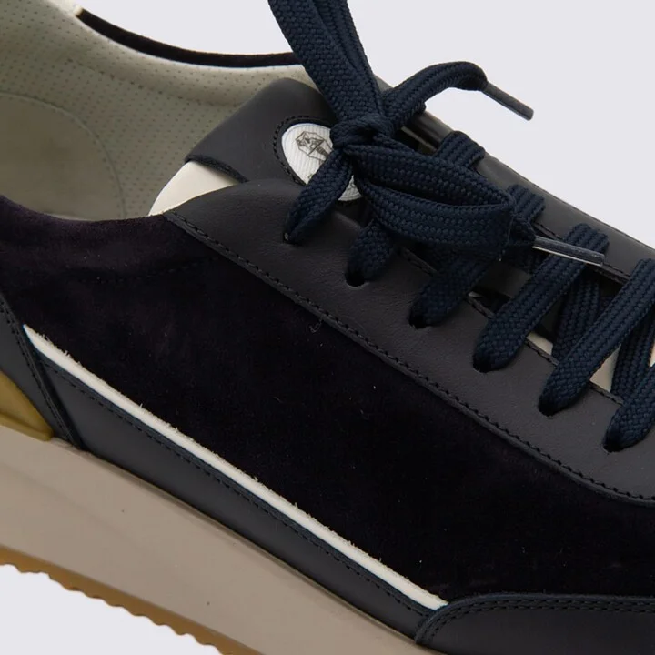 Navy Leather Sneakers - Image 4
