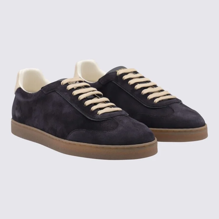 Navy Leather Sneakers - Image 2