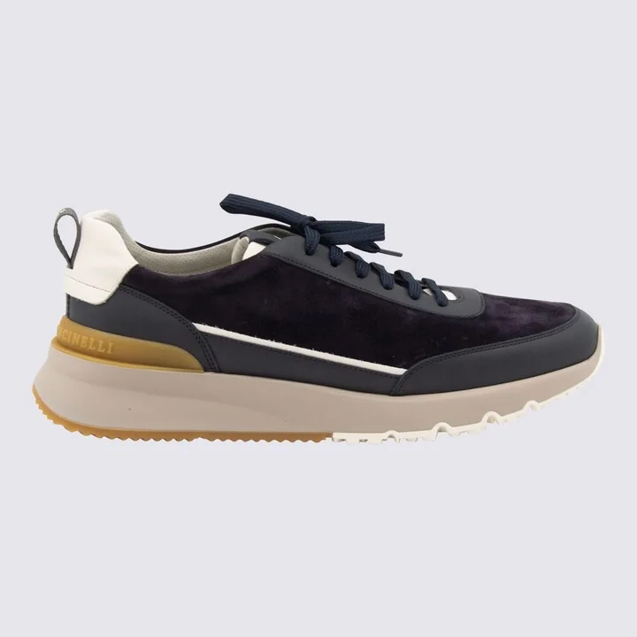 Navy Leather Sneakers