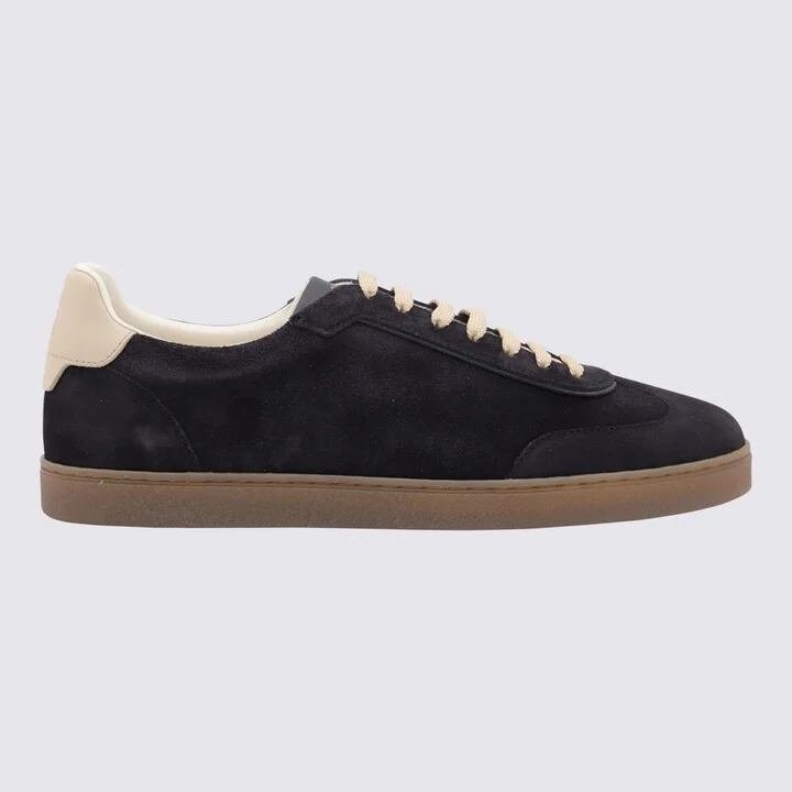 Navy Leather Sneakers