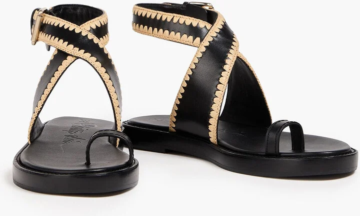 Naya raffia-trimmed leather sandals - Image 2