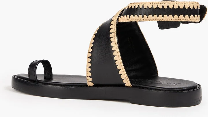 Naya raffia-trimmed leather sandals - Image 3
