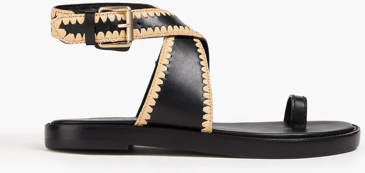 Naya raffia-trimmed leather sandals