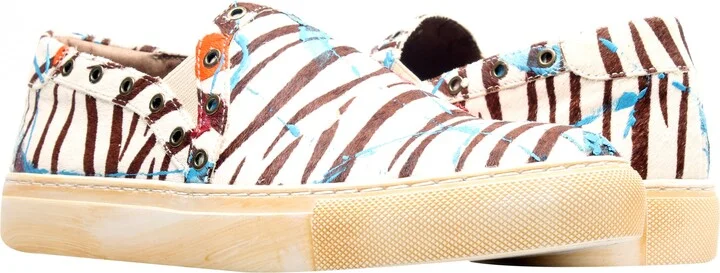 Nayla Zebra Multi Calf Hair White/Black Women's Slip-On Sneaker