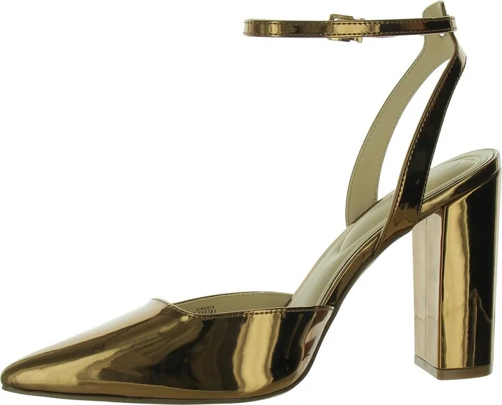 Nazela Womens Patent Pointed Toe Block Heels