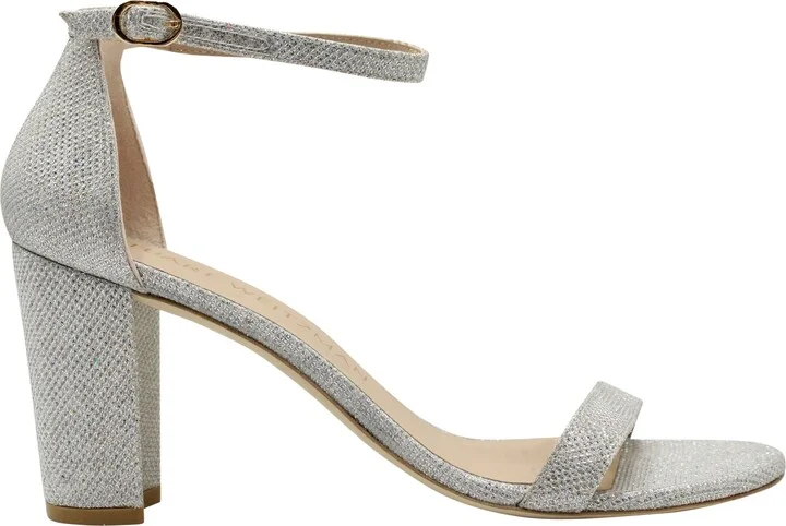 Nearly Nude Glitter Open-toe Sandals in Silver Polyester