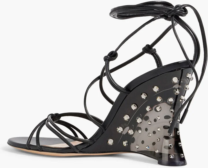 Nebula crystal-embellished leather and PVC wedge sandals - Image 3