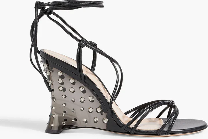 Nebula crystal-embellished leather and PVC wedge sandals