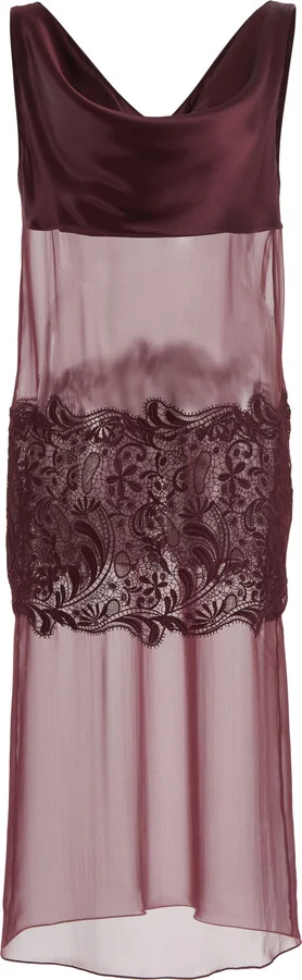 Neck Silk-Chiffon Midi Dress