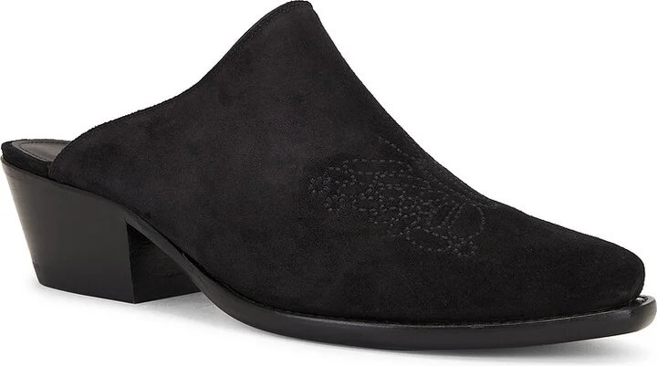 Needles Heeled Papillon Stitched Mule Suede in Black - Image 2