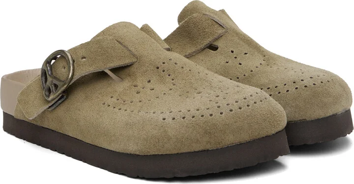 NEEDLES Taupe Suede Clogs - Image 4