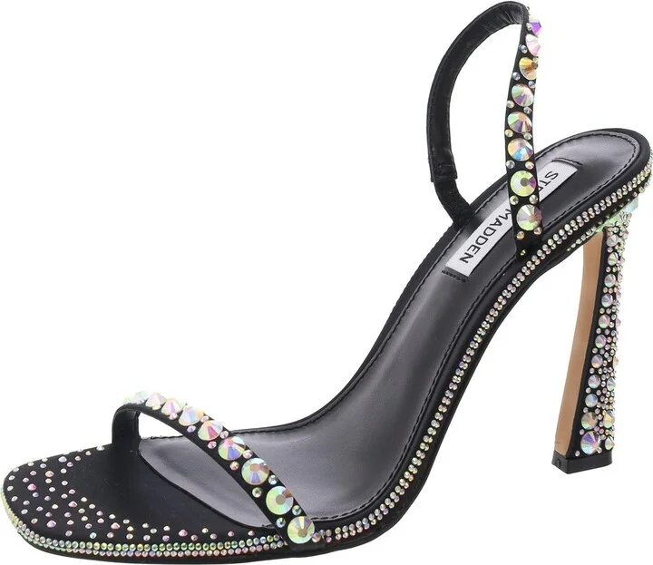 Neeka Womens Embellished Faux Leather Heels
