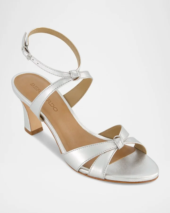 Neera Knotted Metallic Leather Sandals - Image 2