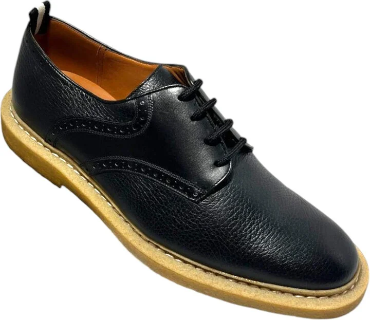 Nek 6222929 Men's Black Perforated Deer Grained Leather Shoe