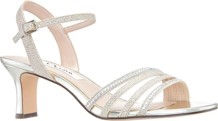Nelena Womens Metallic Rhinestone Dress Sandals