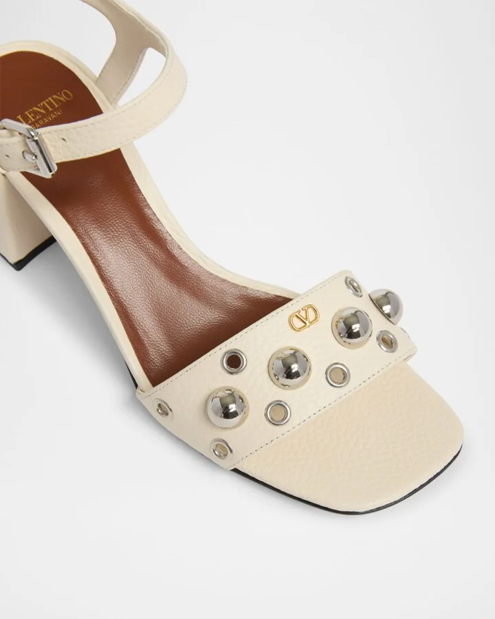 Nellcote Studded Ankle-Strap Leather Sandals - Image 4