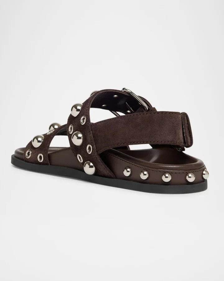 Nellcote Studded Ankle-Strap Suede Sandals - Image 4