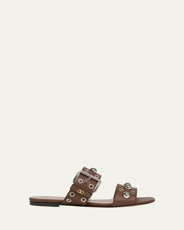 Nellcote Studded Dual-Strap Slide Sandals