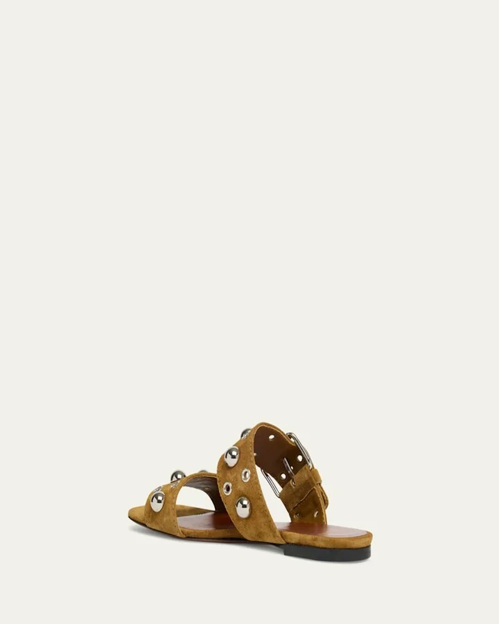 Nellcote Studded Suede Flat Sandals - Image 5