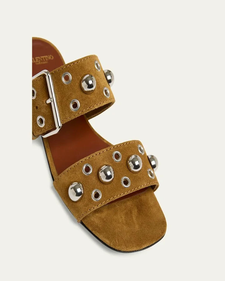 Nellcote Studded Suede Flat Sandals - Image 10