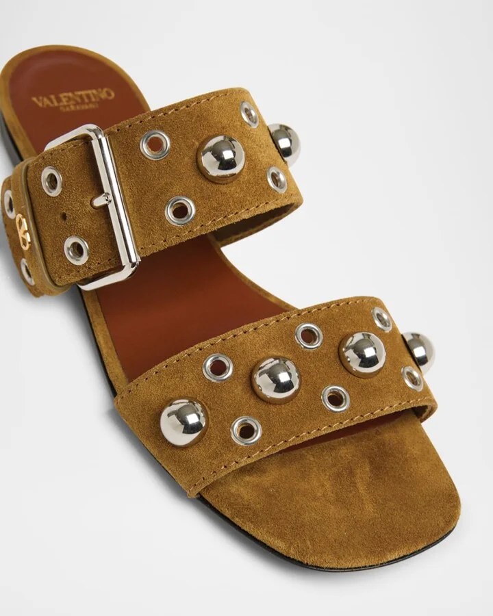 Nellcote Studded Suede Flat Sandals - Image 8