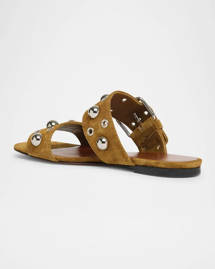 Nellcote Studded Suede Flat Sandals - Image 11