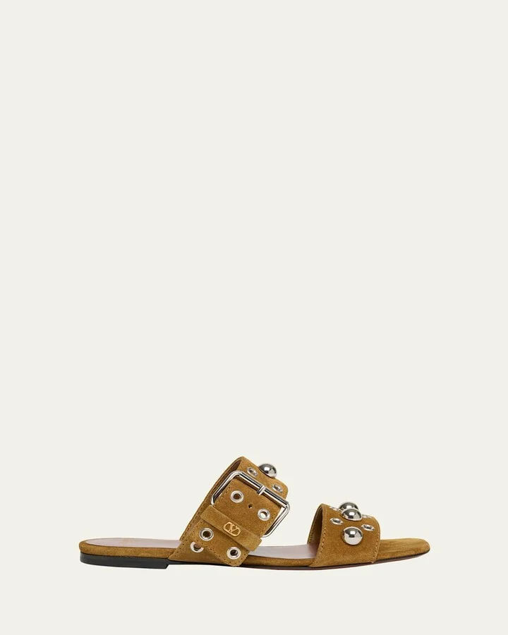 Nellcote Studded Suede Flat Sandals