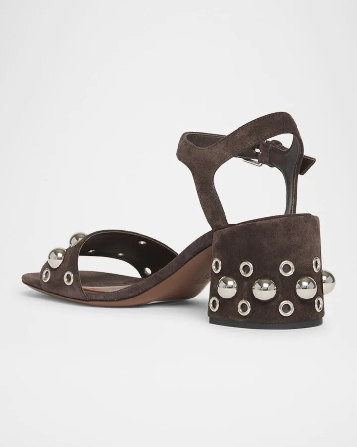 Nellcote VLogo Stud Leather Ankle-Strap Sandals - Image 7