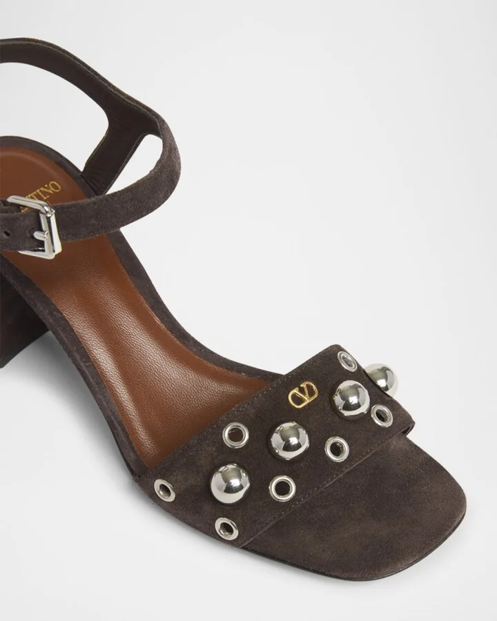 Nellcote VLogo Stud Leather Ankle-Strap Sandals - Image 11