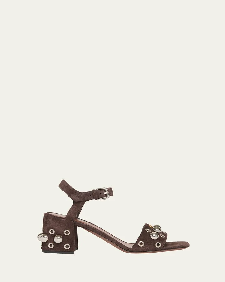 Nellcote VLogo Stud Leather Ankle-Strap Sandals