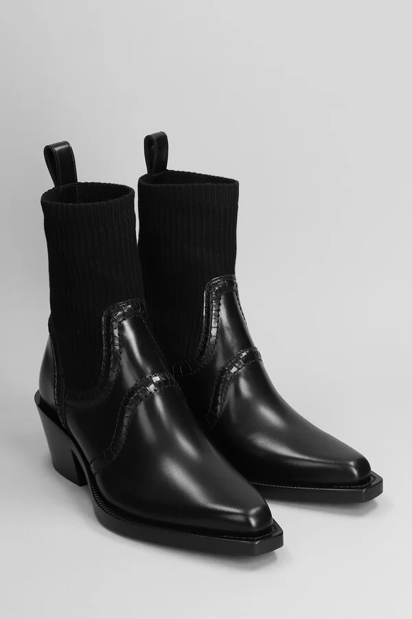 Nellie Low Heels Ankle Boots In Black Leather - Image 2