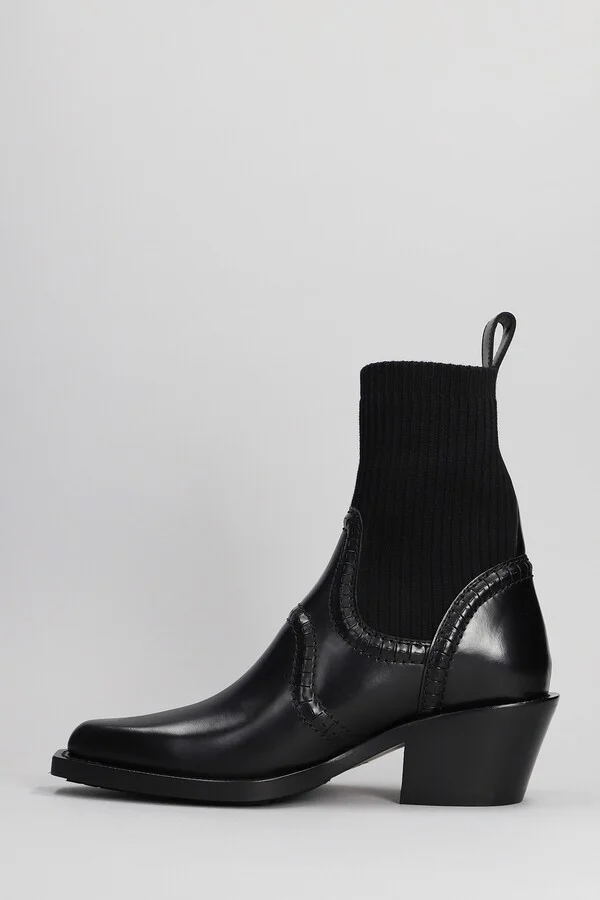 Nellie Low Heels Ankle Boots In Black Leather - Image 3