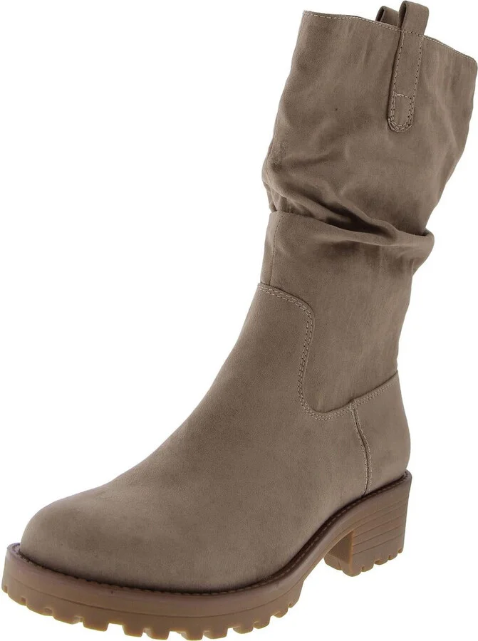 Nelliee Womens Faux Suede Slouchy Mid-Calf Boots