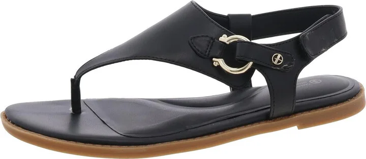 Nennie Womens Solid Man Made Thong Sandals