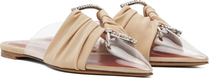 Nensi Dojaka Beige Pointed Toe Mule Flats - Image 4