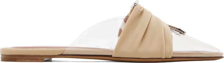 Nensi Dojaka Beige Pointed Toe Mule Flats