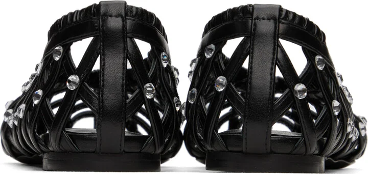 Nensi Dojaka Black Crystal-Cut Ballerina Flats - Image 2