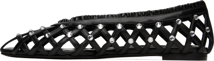 Nensi Dojaka Black Crystal-Cut Ballerina Flats - Image 3