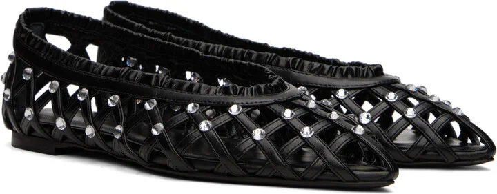 Nensi Dojaka Black Crystal-Cut Ballerina Flats - Image 4