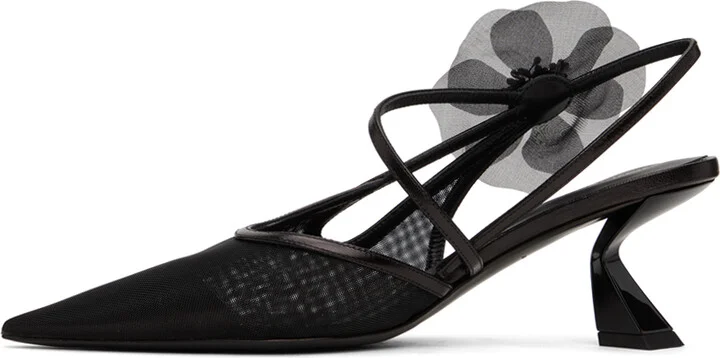 Nensi Dojaka Black Slingback Tulle Heels - Image 3