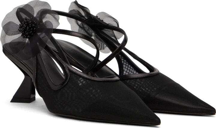Nensi Dojaka Black Slingback Tulle Heels - Image 4