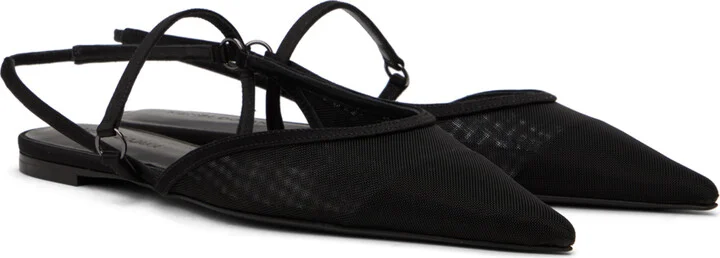 Nensi Dojaka Black Slingback Tulle Sandals - Image 4