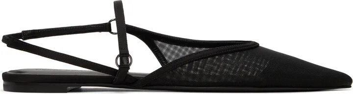 Nensi Dojaka Black Slingback Tulle Sandals