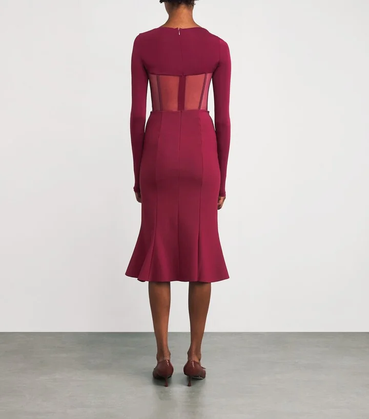 Nensi Dojaka Mesh Corseted Midi Dress - Image 3