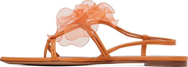 Nensi Dojaka Orange Appliqué Sandals - Image 3